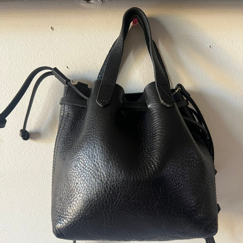 $170 MADEWELL SMALL DRAWSTRING TRANSPORT LEATHER TOTE